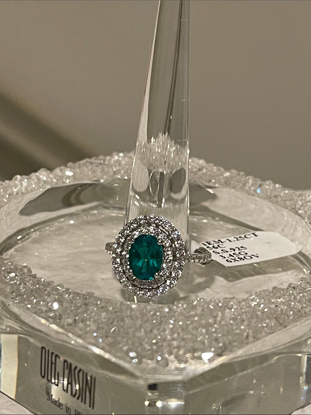 Pretty Oval Halo Ring with Clear Accents - Women Jewelry